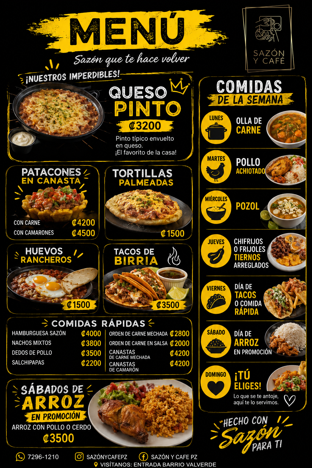Menú del cliente seleccionado